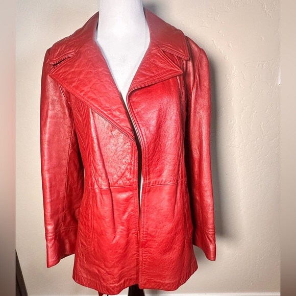 LA VAY LIMITED BURGANDY RED LEATHER JACKET size Small made in San Diego CA - Picture 9 of 16